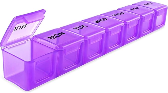 Extra Large Weekly Pill Organizer, Sukuos XL Daily Pill Cases for Pills/Vitamin/Fish Oil/Supplements (Purple)